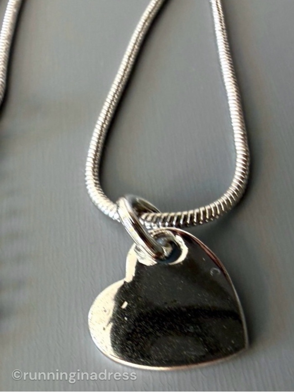 Christian Dior Vintage Heart Charm Snake Chain Necklace Silver CD Logo Y2K - Picture 12 of 12